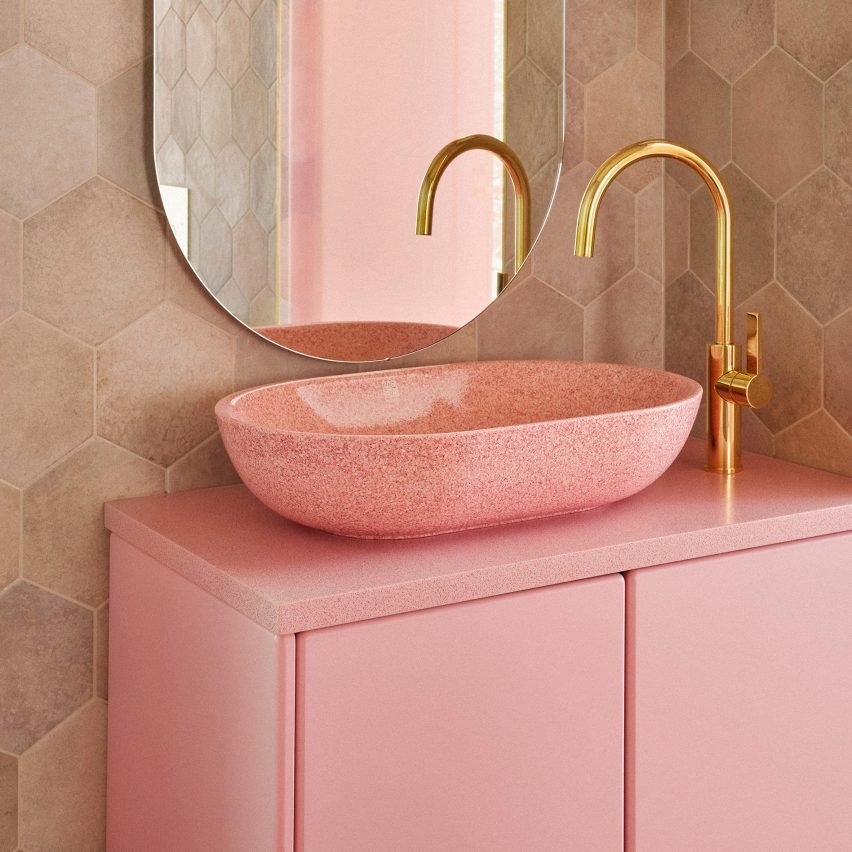 Photo of pink bathroom furniture by Woodio