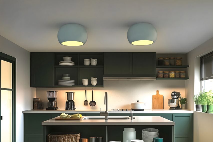 Ceramic flush-mount ceiling lights by Naaya Studio