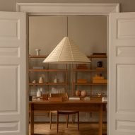 Study with desk and Karimoku pendant lamp in Enter the Salon